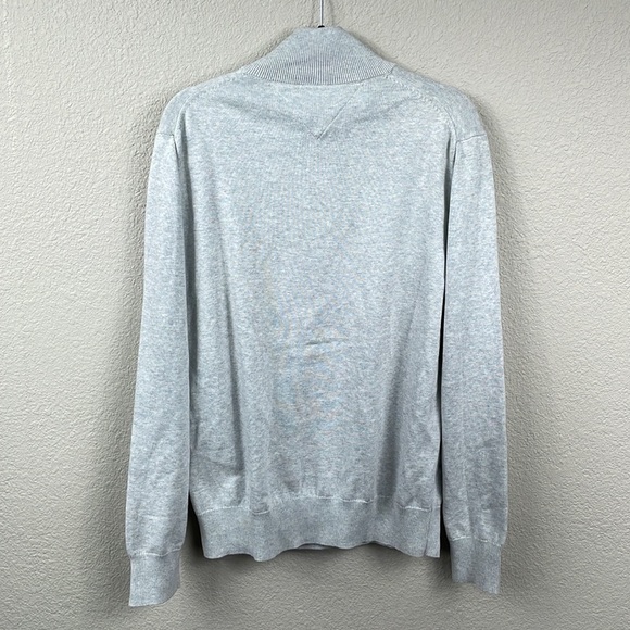 Tommy Hilfiger Light Gray Half Zip Sweatshirt Comfy High Mock Neck Sz L - Picture 6 of 15
